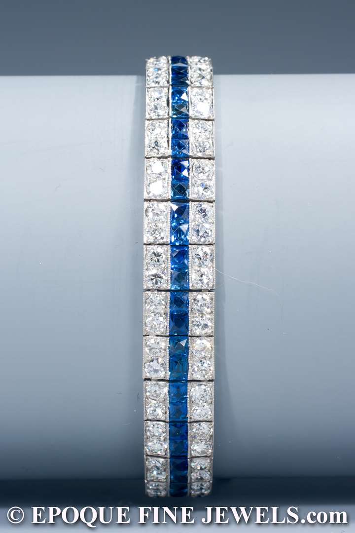An elegant Art Deco sapphire and diamond bracelet